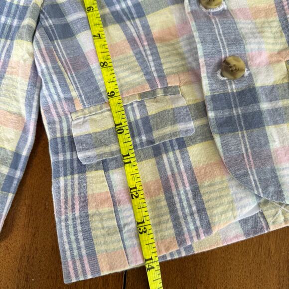Janie and Jack Plaid Linen Cotton Blazer Jacket Boys 18 24 Mos Blue Pink Preppy - Picture 16 of 16